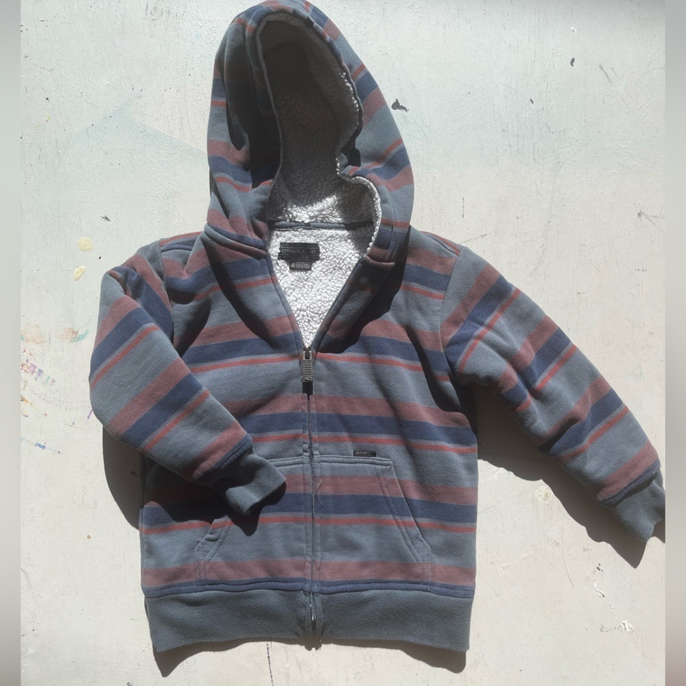 Kid's O'Neill Hoodie‎ Multicolor Striped 4 Lined Zip Outdoor Camping Hike Surf